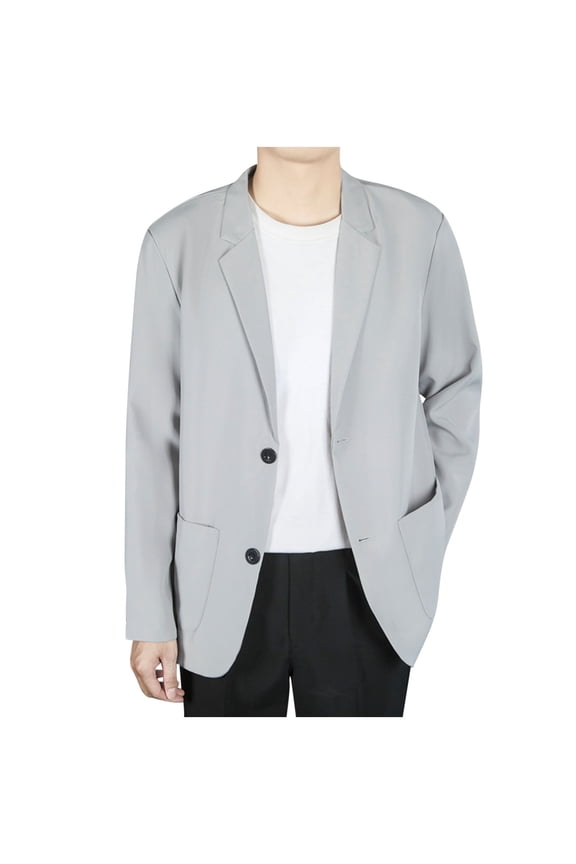 Men's Summer Ice Silk Cool Suit Jacket, Casual Lightweight Business Lapel Blazer Chinese Blazer Dress Business Coat Gray XL