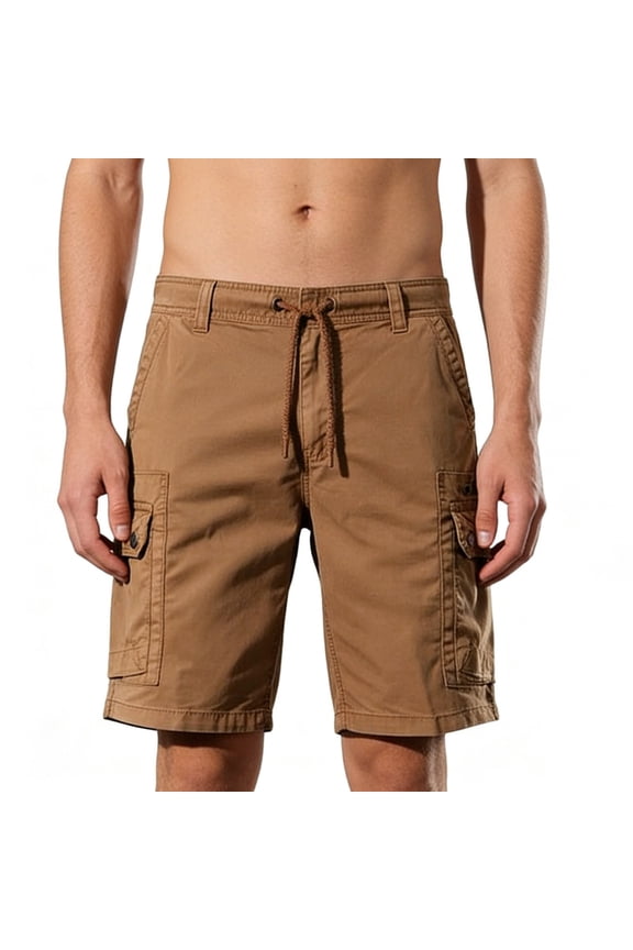 Men's Summer Loose Cargo Shorts, Multi-Pocket Breathable Design, Outdoor Casual Daily Shorts Coffee M