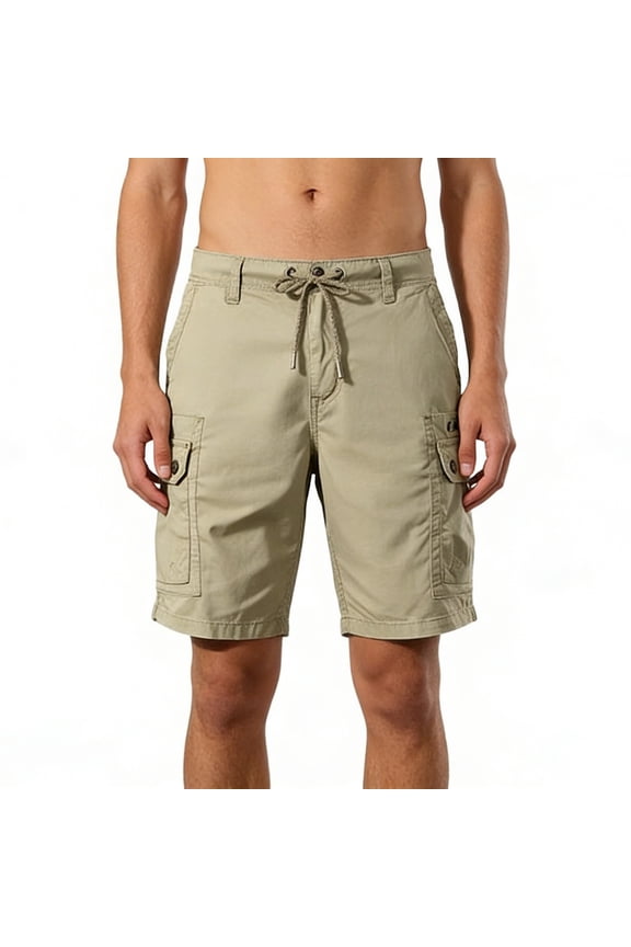 Men's Summer Loose Cargo Shorts, Multi-Pocket Breathable Design, Outdoor Casual Daily Shorts Khaki M