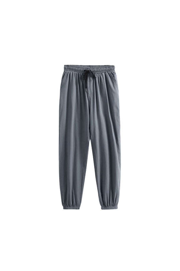 Men's Summer Loose Cotton Linen Casual Pants Lightweight Drawstring Waist Yoga Beach Lounge Pants with Pockets Gray L