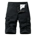 thumbnail image 1 of YLSDY Men's Summer Outdoor Travel Hiking Shorts Straight Fit Bermuda Shorts with Belt Solid Color Multi-Pockets Cargo Shorts Black XXXL, 1 of 8