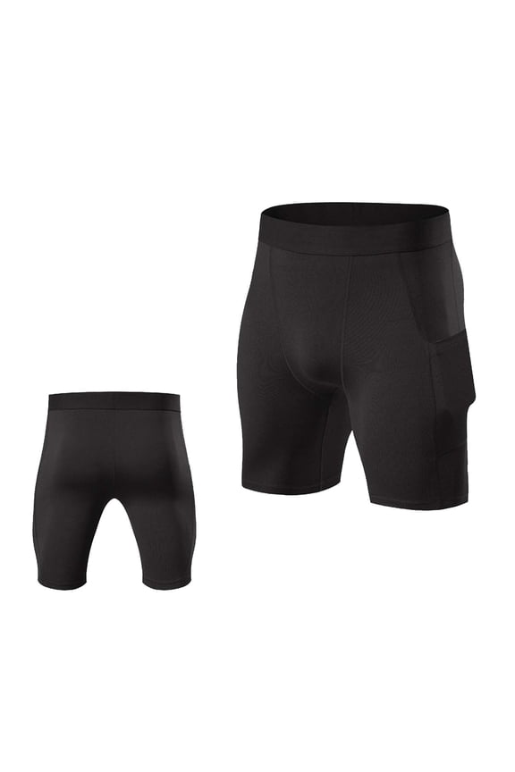 Men's Summer Solid Compression Shorts, High Elastic Soft Fabric, 5 Inch Athletic Liner Shorts for Training Black L