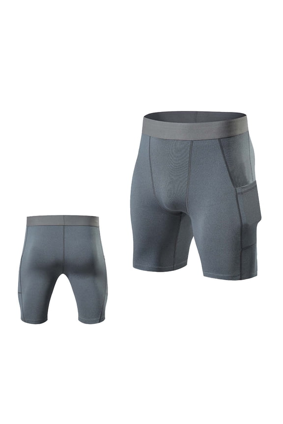 Men's Summer Solid Compression Shorts, High Elastic Soft Fabric, 5 Inch Athletic Liner Shorts for Training Gray L