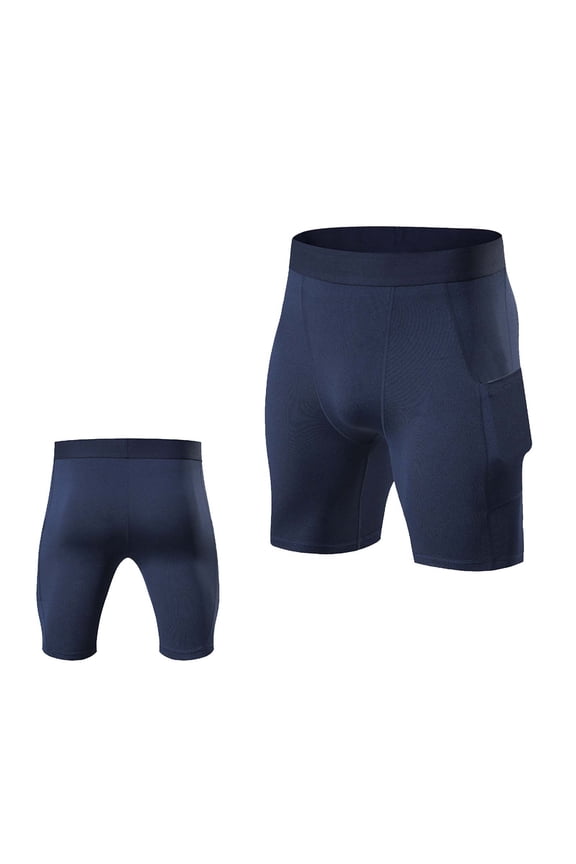 Men's Summer Solid Compression Shorts, High Elastic Soft Fabric, 5 Inch Athletic Liner Shorts for Training Navy XL