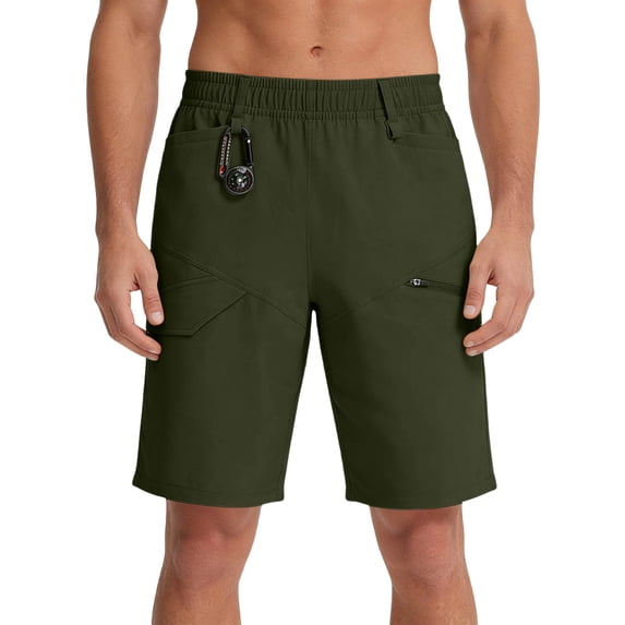 YLSDY Men's Summer Solid Multi-Pocket Cargo Shorts, Zipper Accent Stylish Design, 5 Inch Outdoor Casual Shorts Army Green XXXL