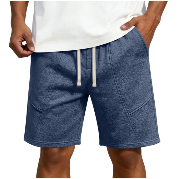YLSDY Men's Summer Solid Printed Fashion Shorts, Drawstring Waist Pocket Design, Lightweight Casual Shorts for Men Navy XXL