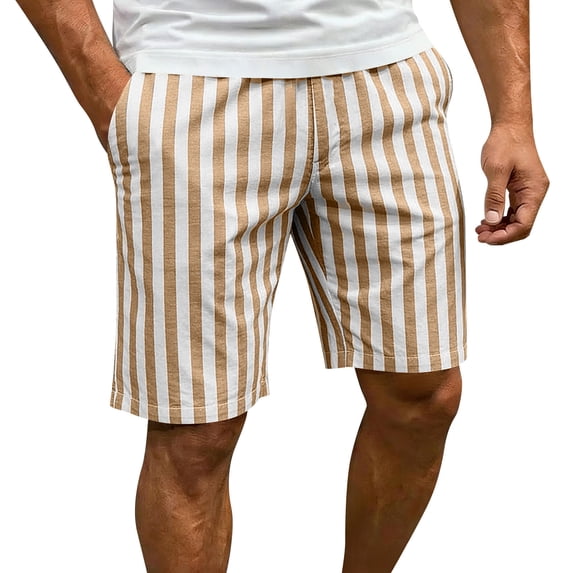 YLSDY Men's Summer Striped Button Cargo Shorts, 5 Inch Classic Length, Lightweight Casual Outdoor Summer Shorts Yellow L