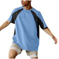 thumbnail image 1 of YLSDY Men's Summer Workout T-Shirts Quick Dry Breathable Surfing Sporty Tees 2025 Fashion Color Block Oversized Tshirts Sky Blue L, 1 of 7