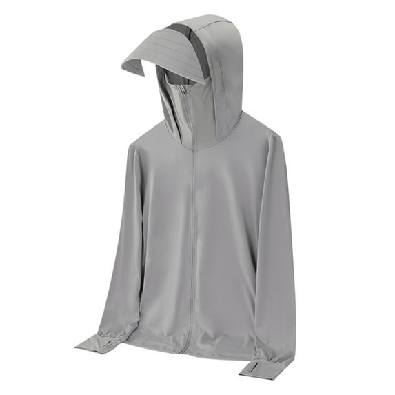 YLSDY Men's Sun Protection Hoodie with Detachable Mask Hat Breathable Quick Dry Long Sleeve Hoodie for Outdoor Sports Running Cycling Fishing Dark Gray M