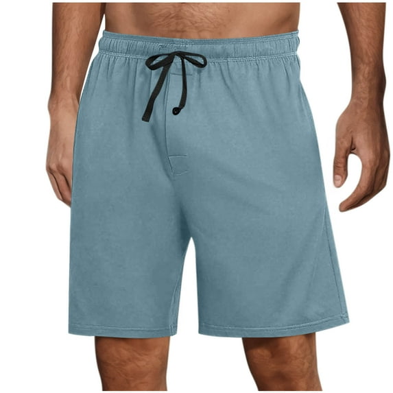 YLSDY Men's Sweat Shorts 7 Inch Athletic Workout Shorts Summer Casual Lounge Joggers Short Pants with Pockets Sky Blue S