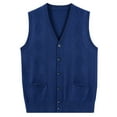 thumbnail image 1 of YLSDY Men's Sweater Vest Classic Argyle V Neck Sleeveless Knitted Cardigan Relaxed Fit Casual Soild Button Waistcoat Navy M, 1 of 2
