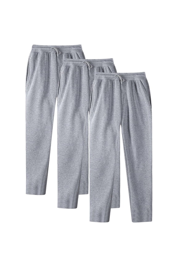 Men's Sweatpants 3 Pack Fleece Jogger Pants Comfortable Elastic Waist Drawstring Trousers for Running Workout Gym Sports Gray XXL