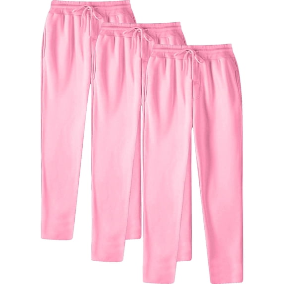 YLSDY Men's Sweatpants 3 Pack Fleece Jogger Pants Comfortable Elastic Waist Drawstring Trousers for Running Workout Gym Sports Pink M