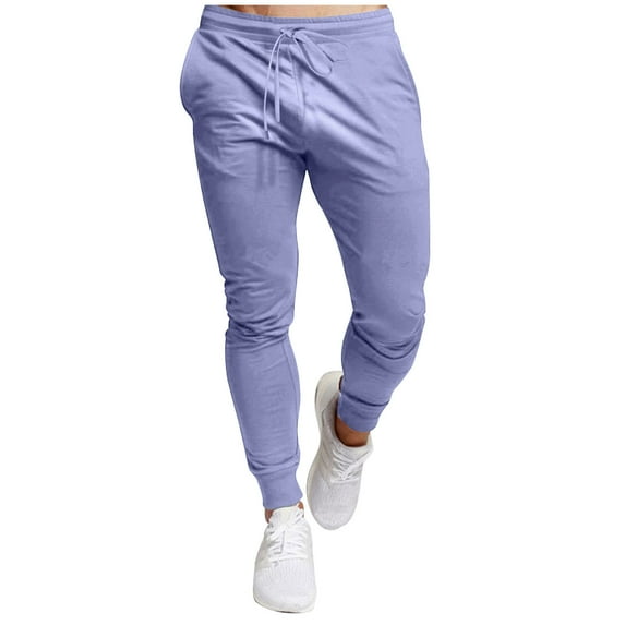 YLSDY Men's Sweatpants Jogger Pants Slim Fit Elastic Waist Drawstring Trousers Workout Running Training Gym Sports Pants Light Blue L