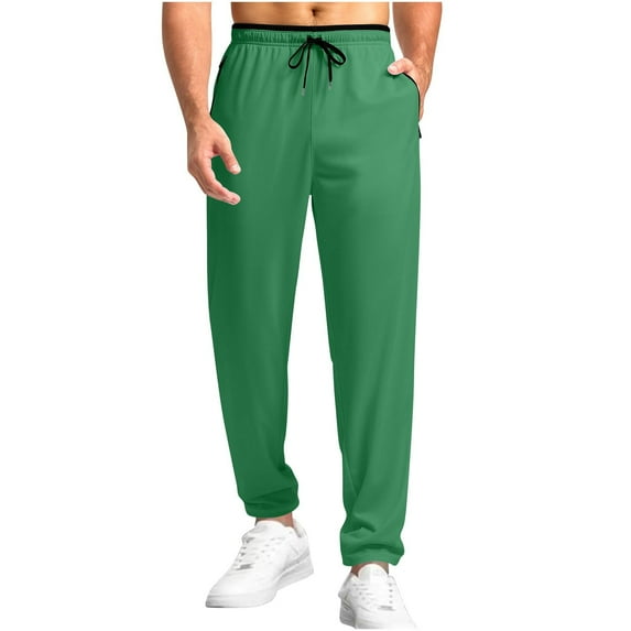 YLSDY Men's Sweatpants Mesh Lightweight with Zip Pockets Breathable Quick Dry Athletic Pants for Workout Running Green XXL