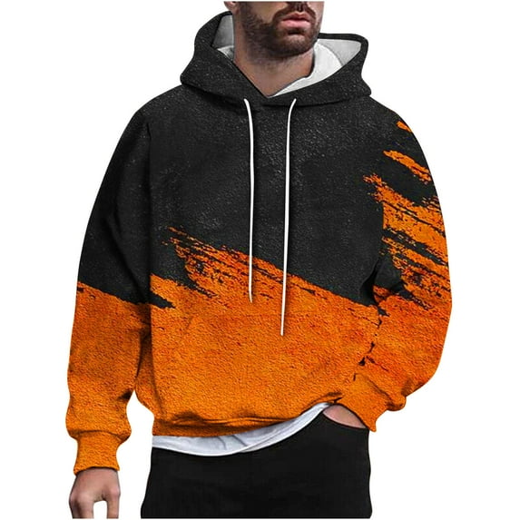 YLSDY Men's Sweatshirts Graphic Hoodies Pullover Sweatshirts Casual Drawstring Tops with Pockets Hoodies Pullover Orange XXL