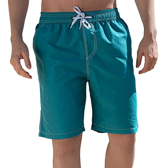 YLSDY Men's Swim Trunks Quick Dry Swimming Summer Bathing Beath Wear Pants Casual Elastic Waist Solid Color Shorts with Pockets Green XL