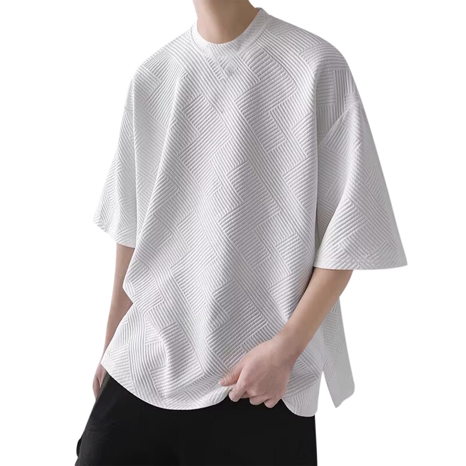 YLSDY Men's T-Shirts Casual Short-Sleeved Streetwear Hip Hop Tees Shirts Unisex Loose Fit Fashion Tee Clothes 2025 White L