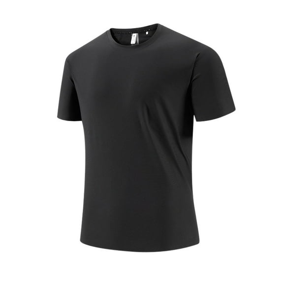 YLSDY Men's T-Shirts Dry Fit Gym Shirts Moisture Wicking Shirts for Men Seamless Sports Workout Clothes Plain Tshirts Black M