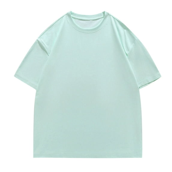 YLSDY Men's T Shirts Oversized Short Sleeves Summer Casual Unisex Loose Solid Streetwear Tee Crew Neck Cotton Tops Mint Green XXXXL