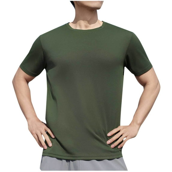 YLSDY Men's T-Shirts Short Sleeve Crew Neck Cotton Tshirts Solid Casual Summer T Shirts Classic Basic Tees Army Green XXXL