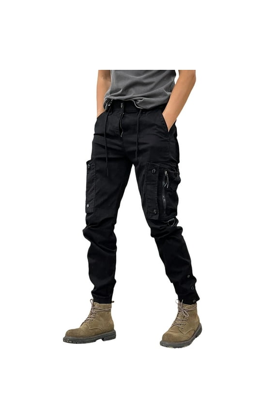 Men's Tactical Cargo Pants Gothic Stretch Hunting Outdoor Hiking Pants Uniform Resistant Work Outdoor Trousers Black XXXXL