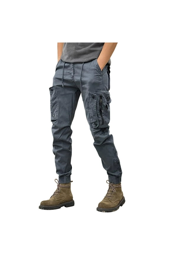 Men's Tactical Cargo Pants Gothic Stretch Hunting Outdoor Hiking Pants Uniform Resistant Work Outdoor Trousers Gray M