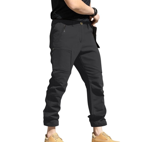 YLSDY Men's Tactical Pants Stretch Ripstop with Multi Pockets Fashion Casual Water Resistant Gusseted Work Cargo Pants Black XXL