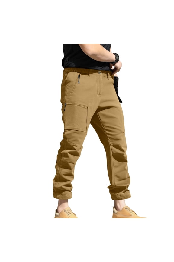 Men's Tactical Pants Stretch Ripstop with Multi Pockets Fashion Casual Water Resistant Gusseted Work Cargo Pants Khaki XXXL