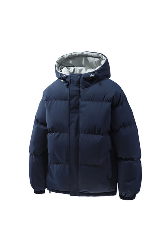 Men's Thick Warm Hooded Zipper Cardigan Long Sleeve Casual Jacket Lightweight Breathable Fabric Outdoor Daily Wear Fashion Apparel Navy L