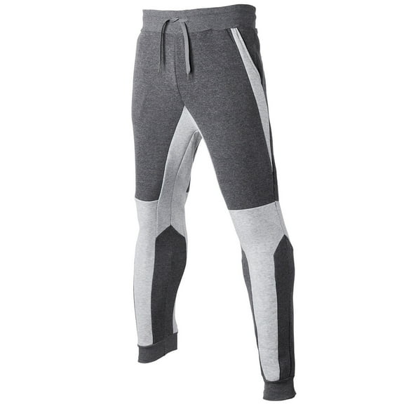 YLSDY Men's Track Pant Slim Stretch Skinny Fit Casual Pants Ankle Streetwear Pants Workout Work Trousers Contrast Color Splicing Pant Dark Gray XXXL