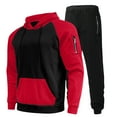 thumbnail image 1 of YLSDY Men's Tracksuit Set Sports Hoodie Color Block Sweatpants Set Two-Piece Long Sleeve Tracksuit with Zipper Pockets Red L, 1 of 4