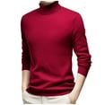 thumbnail image 1 of YLSDY Men's Turtleneck Shirt Slim Fit Mock Neck Thermal Shirts for Men Solid Color Turtle Neck Pullover Basic Top Red L, 1 of 4