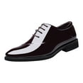 thumbnail image 1 of YLSDY Men's Tuxedo Shoes Faux Leather Pointed Toe Business Dress Shoes Patent Leather Formal Work Shoes Oxford Lace Up Shoes Wedding Shoes Brown 7, 1 of 8
