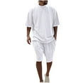 thumbnail image 1 of YLSDY Men's Two Piece Oversized Street Wear Sets Shorts Sets Short Sleeve Crew Neck and Hip Hop Drawstring Solid Shorts Summer Casual Workout Homewear Outfits White XL, 1 of 8
