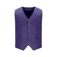 thumbnail image 1 of YLSDY Men's V-Neck Solid Color Vest Slim Fit Sleeveless Button Up Waistcoat Outerwear Purple XXXL, 1 of 5
