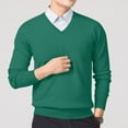 thumbnail image 1 of YLSDY Men's V-Neck Wool Blend Pullover Sweater Long Sleeve Slim Fit Casual Daily Classic Solid Color Jumper Tops Green XXXL, 1 of 4