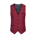 thumbnail image 1 of YLSDY Men's Vintage Gentleman Party Wedding Vest Suit Vest Slim Fit British Stylish Single Breasted Sleeveless Vest Office Business Waistcoat Formal Dress Vest Wine M, 1 of 9