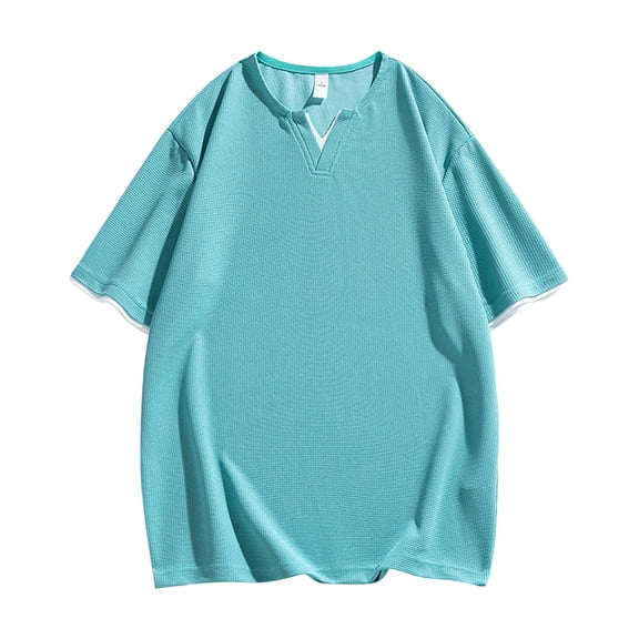 YLSDY Men's Waffle Henley Short Sleeve Shirts Casual Basic T-Shirt Classic Summer Tops Solid Color Workout Gym Tee Mint Green XXXL