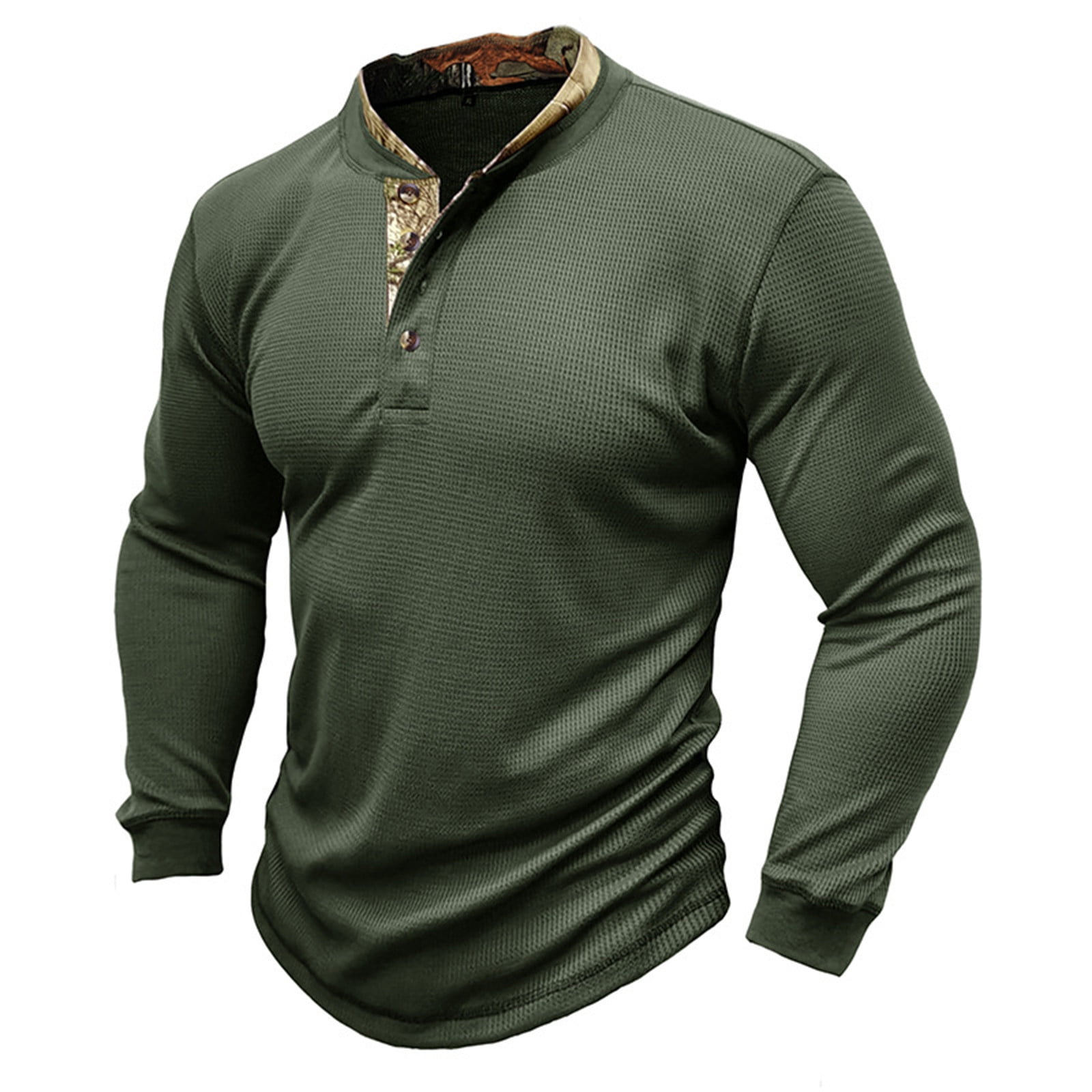 LRG Men's RC Thermal Pullover Henley Shirt - Cotton Blend, Drawstring Hood, Button Closure