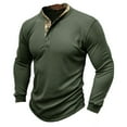 thumbnail image 1 of YLSDY Men's Waffle Knit Henley Shirt Long Sleeve Outdoor Thermal Pullover Tees Camo Patchwork Tee Tops Army Green M, 1 of 7