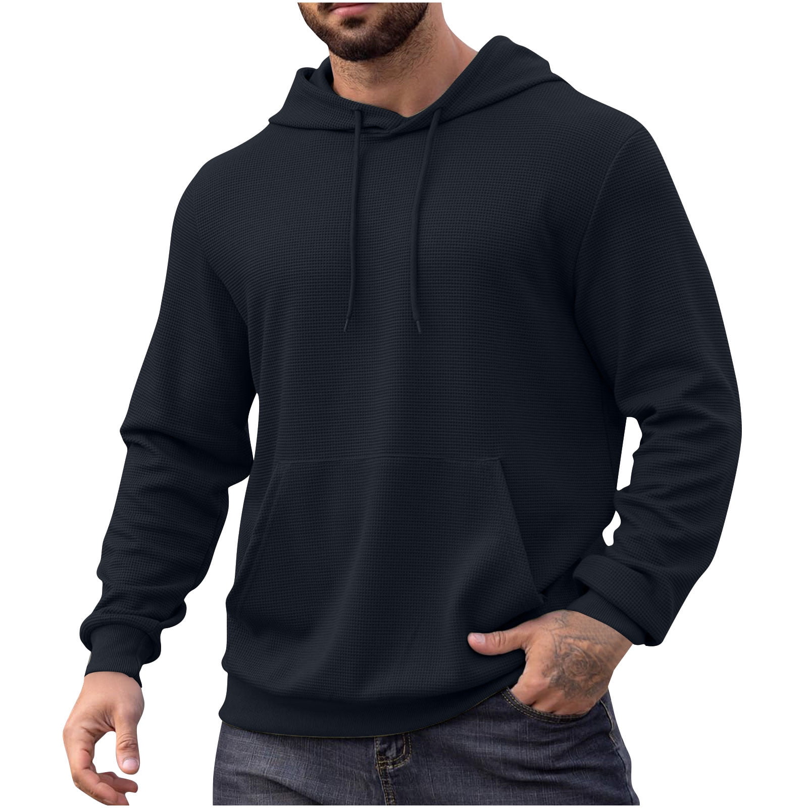 Waffle Knit Hoodie Men