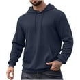 thumbnail image 1 of YLSDY Men's Waffle Knit Hoodie Long Sleeve Pullover Sweatshirt Thermal Fleece Solid Color Hooded Tops with Pocket Everyday Wear Warm Comfortable Navy XL, 1 of 8