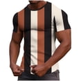 thumbnail image 1 of YLSDY Men's Waffle Knit Vertical Stripe Print Crew Neck Short Sleeve T Shirt Casual Loose Fit Active Loungewear Top Orange XXXXL, 1 of 6