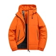 thumbnail image 1 of YLSDY Men's Warm Long Sleeve Hooded Zipper Cardigan Windproof Waterproof Breathable Fabric Casual Jacket Outdoor Fashion Coat Orange M, 1 of 2