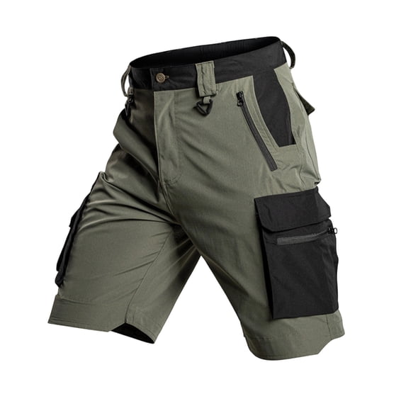 YLSDY Men's Water Resistant Cargo Shorts, Slightly Stretch Durable Fabric, Multi-Pocket Solid Shorts Army Green L