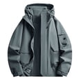 thumbnail image 1 of YLSDY Men's Waterproof Cargo Jackets Outdoor Casual Long Sleeve Hooded Windbreaker Coat Outerwear Zip Up Sports Coat with Pockets Gray XXXXL, 1 of 6