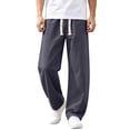 thumbnail image 1 of YLSDY Men's Wide Leg Oversized Pants, Elastic Waist Drawstring, Baggy Streetwear Trendy Casual Trousers Dark Gray XXXXXL, 1 of 9