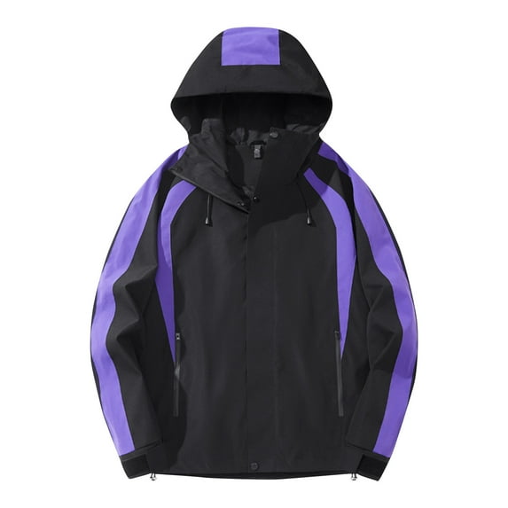 YLSDY Men's Windbreaker Jacket Waterproof Hooded Raincoat Outdoor Sports Jacket Breathable Windproof Coat Purple XXL