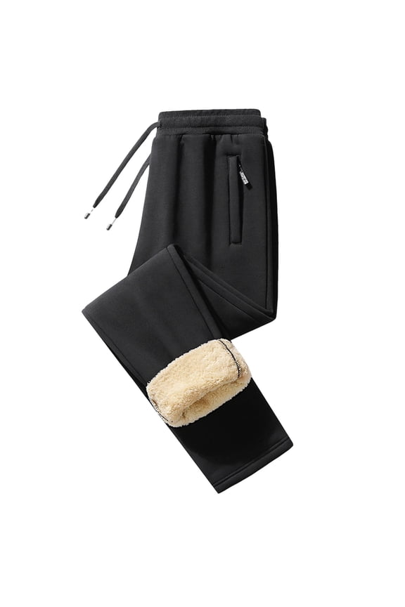 Men's Winter Fleece Pants Sherpa Lined Sweatpants Active Running Jogger Pants Thermal Thick Insulated Sweatpants for Men Black XL